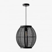 Ziyec Linnen Plafondlamp Zwart & Ø35 Cm - Sklum