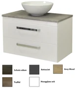 Sanicare Q11 badkamermeubel met grey-stone topblad 80 cm hoogglans wit