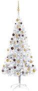 vidaXL Kunstkerstboom met LED's en kerstballen 180 cm PET zilverkleur