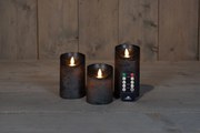 Anna's Collection - Ledkaarsen antraciet - set van 3 stuks - diverse groottes - met afstandsbediening