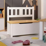 vidaXL Kinderopbergbankje 60x30x55 cm MDF wit en beige