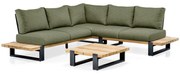 SUNS Nardo hoek loungeset 3 delig soft green mixed weave / matt royal grey