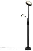 Vloerlamp zwart incl. LED en dimmer met leeslamp - Kelso Retro Binnenverlichting Lamp
