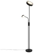 Vloerlamp zwart incl. LED en dimmer met leeslamp - Kelso