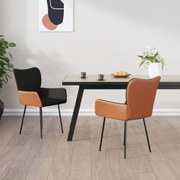 vidaXL Eetkamerstoelen 2 st stof en kunstleer zwart