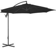 vidaXL Zweefparasol met stalen paal 300 cm zwart