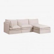 3-delige Modulaire Chaise Longue Bank In Linnen En Katoen Grace Stof Beige - Sklum