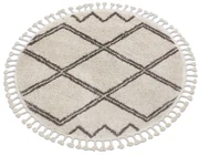 Tapijt BERBER TANGER B5940 ROND crème / bruinrand ,  Barber , marokkaanse shaggy