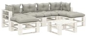 vidaXL 7-delige Loungeset met taupe kussens pallet hout