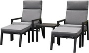 Santa Fe lounge balkonset 5 delig verstelbaar aluminium antraciet