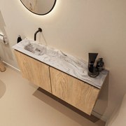 Mondiaz Ture DLux toiletmeubel 100cm washed oak met wastafel glace links zonder kraangat