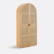 2-deurs servieskast in eikenfineer en riet, MATHEO