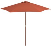 vidaXL Parasol met houten paal 270 cm terracotta