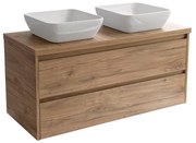 Sanicare Avenza badmeubel 120cm diveria oak met witte waskommen 40x40cm