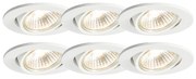 Set van 6 inbouwspots wit kantelbaar - Cisco Modern, Design GU10 rond Binnenverlichting Lamp