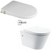 Wiesbaden Flow spoelrandloos met Flush luxe douche-wc zitting stroomloos wit sw48096/sw102848