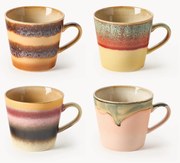 Handgemaakte jaren 70 mokken van keramiek, set van 4