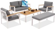 Zakintos Coffee 4 aluminium set met bankje wit Garden Point