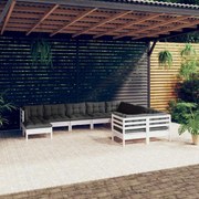 vidaXL 10-delige Loungeset met kussens grenenhout wit