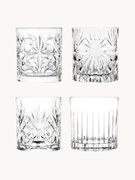 Kristallen whiskyglazen Bichiera met reliëfpatroon, 4-delig