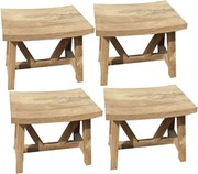 Set van 4 Stool voetenbank teak