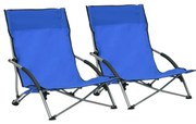 vidaXL Strandstoelen 2 st inklapbaar stof blauw