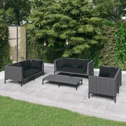 vidaXL 7-delige Loungeset met kussens poly rattan donkergrijs