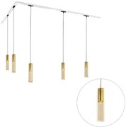 Modern railsysteem met 5 hanglampen goud 1-fase - Iconic Lloyd