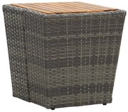 vidaXL Theetafel 41,5x41,5x43 cm poly rattan massief acaciahout grijs