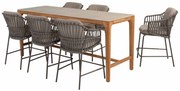 4 Seasons Outdoor Capalbio counter set met Liam tafel teak tafel met keramisch blad 220 x 100 cm  Barset    beige weerbestendig