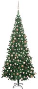 vidaXL Kunstkerstboom met LED's en kerstballen L 240 cm groen