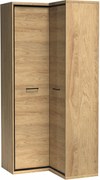 Hoekkledingkast Etrmoni 110, Licht hout, 197x103x85cm, 110 kg, Kledingkast deuren: Met scharnieren, Aantal planken: 5, Aantal planken: 5