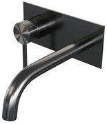 BRAUER Stripe Inbouw Wastafelmengkraan - gebogen uitloop en afdekplaat - model A2 - gunmetal geborsteld PVD 5-GM-333