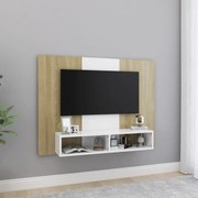 vidaXL Tv-wandmeubel 120x23,5x90 cm spaanplaat wit sonoma eikenkleurig