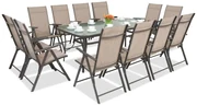 Stalen dining tuinmeubels Modena/Rosario voor 12 personen met grote tafel 200 cm Garden Point bruin