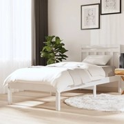 vidaXL Bedframe massief hout wit 75x190 cm 2FT6 small single