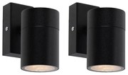 Set van 2 buitenwandlamp zwart RVS IP44 - Solo