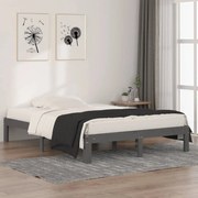 vidaXL Bedframe massief hout grijs 135x190 cm 4FT6 double