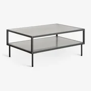 Rechthoekige Salontafel Van Staal En Glas Paoline Zwarte Koolstof - Sklum