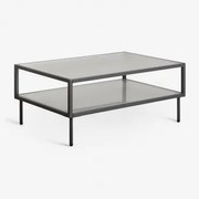 Rectangulaire Salontafel 90x60 Cm Van Staal En Glas Paoline Zwarte Koolstof - Sklum