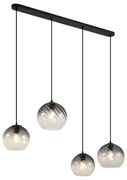 Eettafel / Eetkamer Art Deco hanglamp zwart met smoke glas langwerpig 4-lichts - Bao Art Deco E27 bol / globe / rond rond Binnenverlichting Lamp