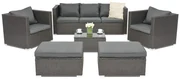 Garden Point antraciet technorattan tuinmeubelen Roma Coffee 5 + 2 poefs