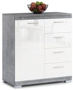 Smalle ladekast SIMPLE KD1SZ4 BETON / WIT GLANS