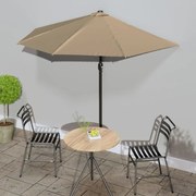 vidaXL Balkonparasol half met aluminium paal 270x135 cm taupe