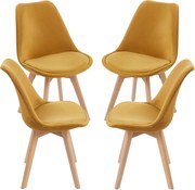 Set 4 Synk Fluwelen Stoelen