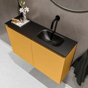 Mondiaz Ture 80cm toiletmeubel ocher met wastafel urban rechts geen kraangat