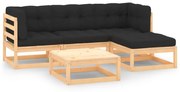 vidaXL 5-delige Loungeset met kussens massief grenenhout