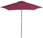 vidaXL Parasol met houten paal 270 cm bordeauxrood