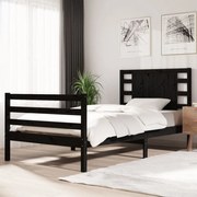 vidaXL Bedframe massief grenenhout zwart 75x190 cm 2FT6 Small Single