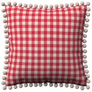 Dekoria Kussenhoes Wera met pompons, rood-ecru 45 x 45 cm